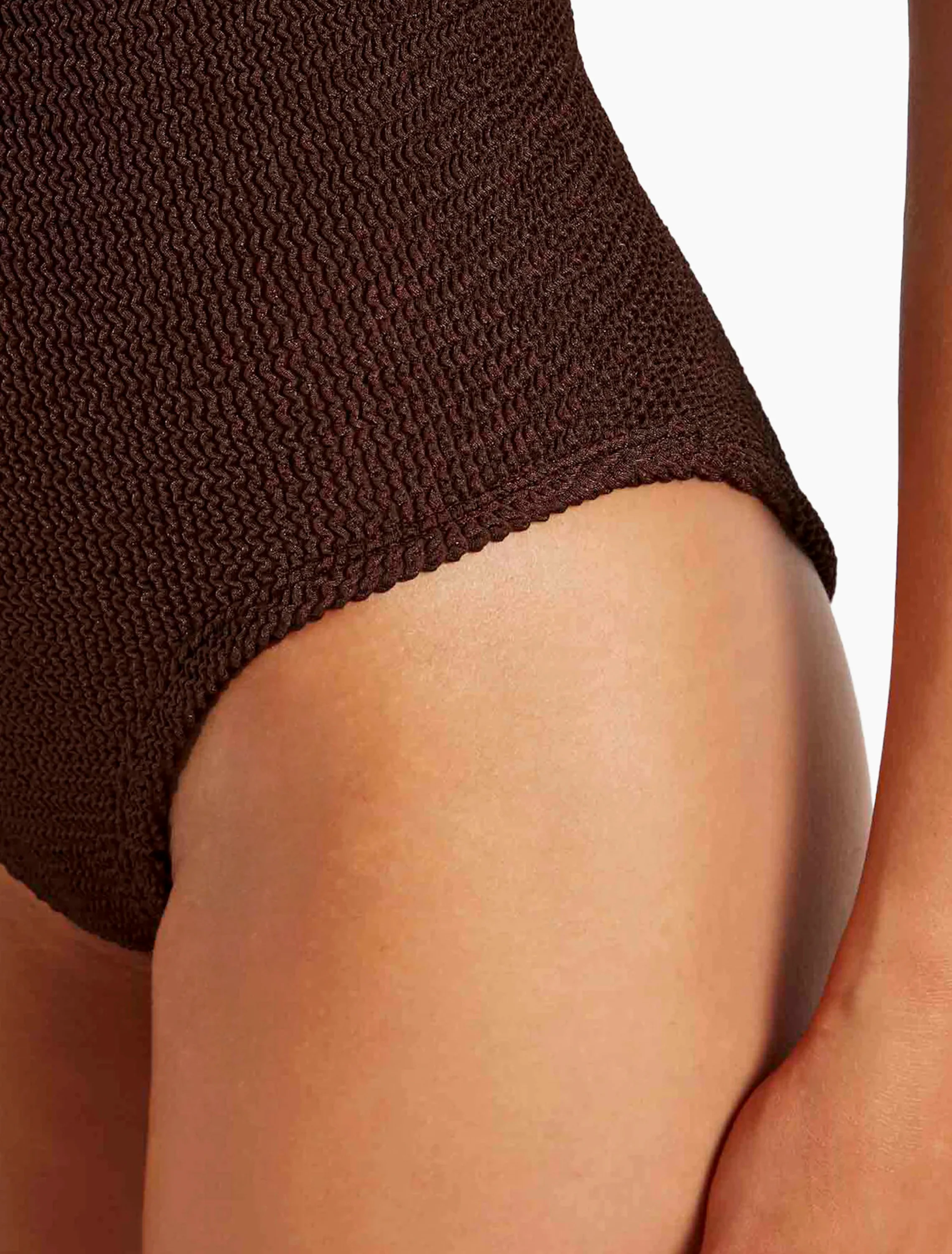 Women's Coverage Square Neck One-Piece Swimsuit in Metallic Chocolate - Image 5
