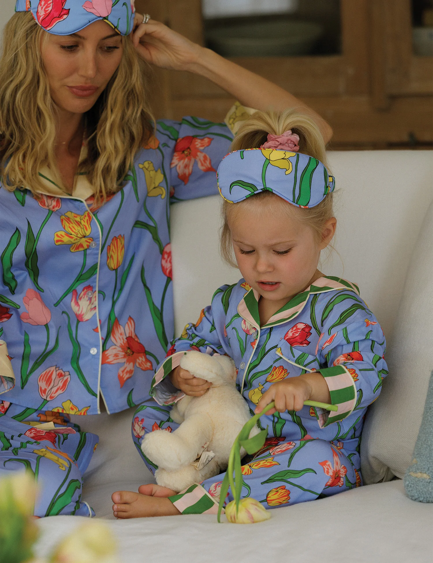 Women's Pajama Set in Blue Tulips - Image 4