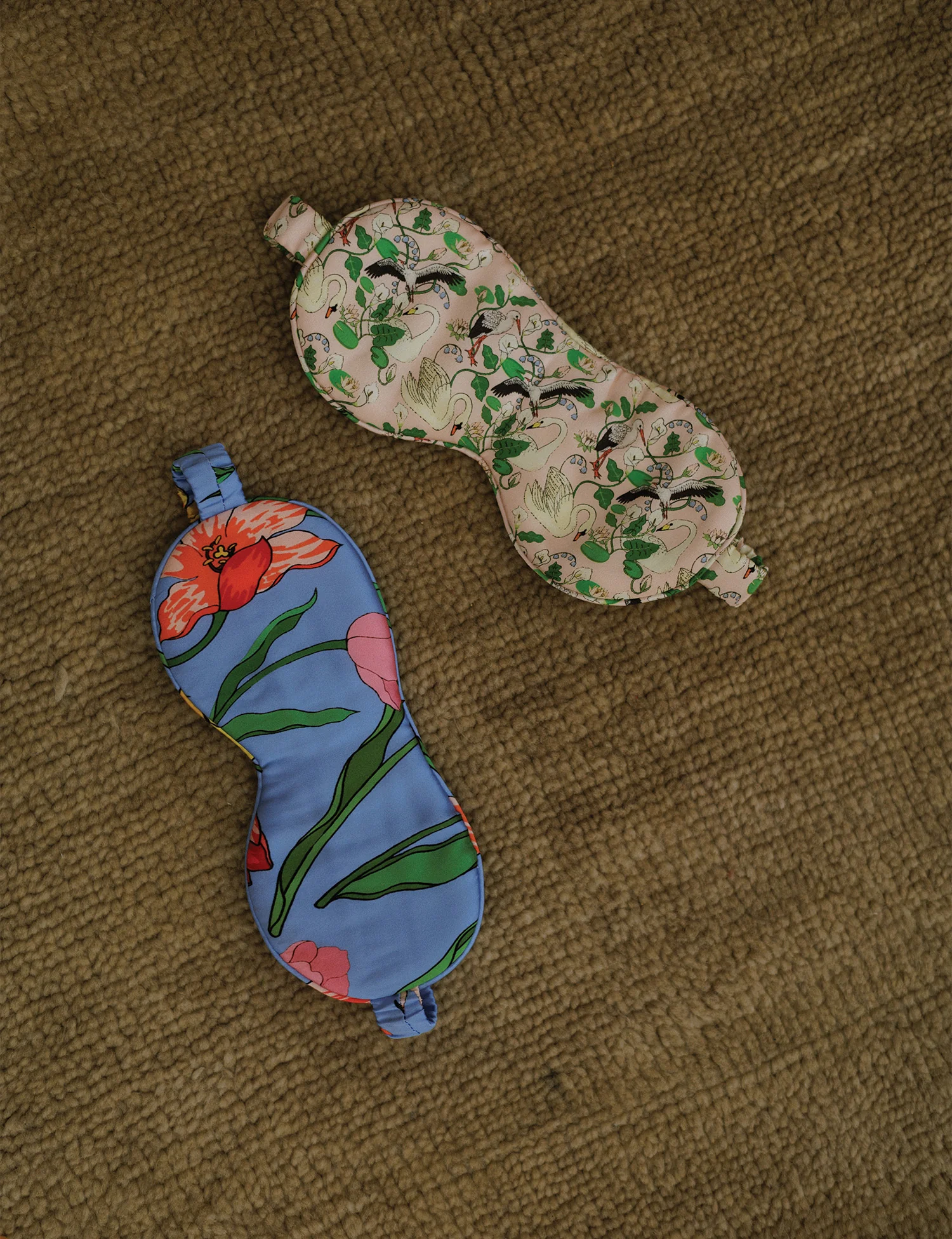 Women's Silk Eye Mask in Blue Tulips - Image 5