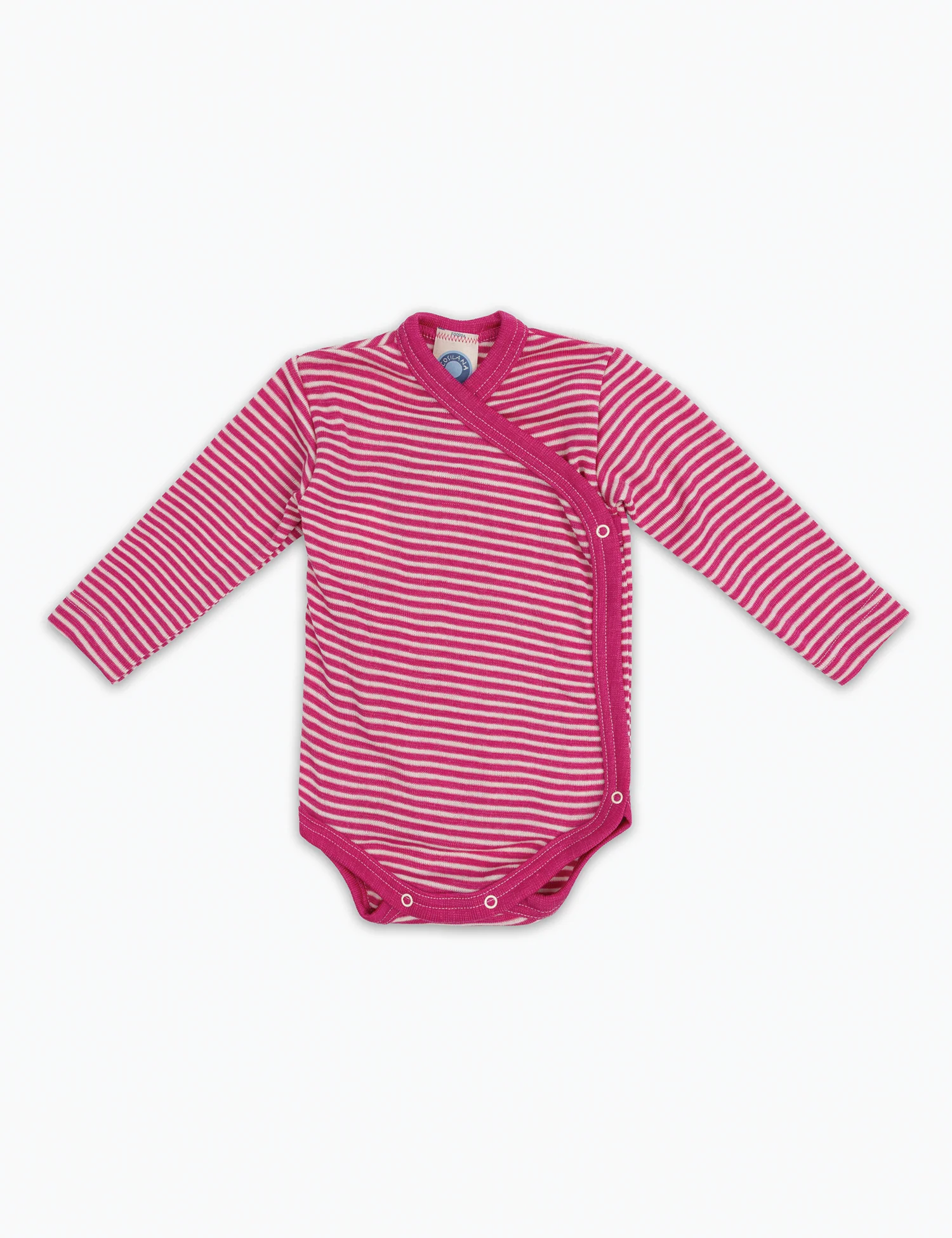 Wool/Silk Baby Onesie in Pink and White Stripe