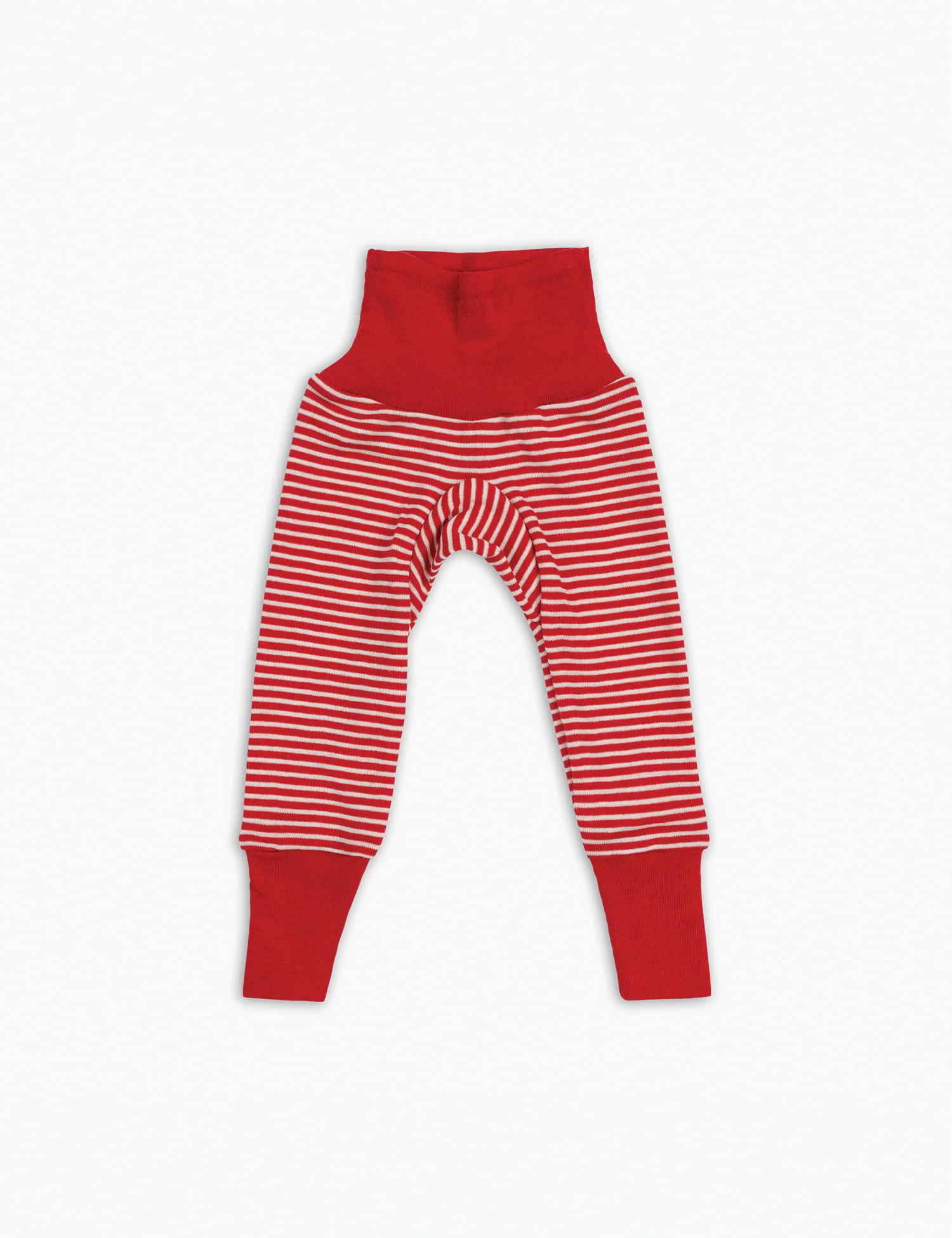 Wool/Silk Baby Pants in Red and White Stripe